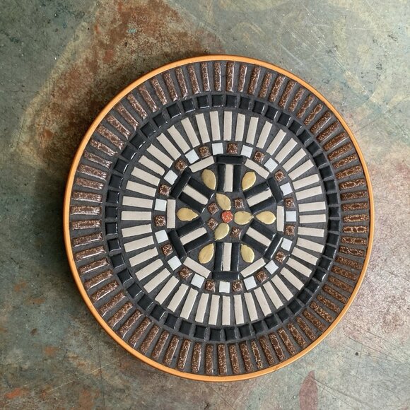 Vintage MCM Mosaic Tile Plate Decorative Decor Serving Mid Century - Picture 1 of 6